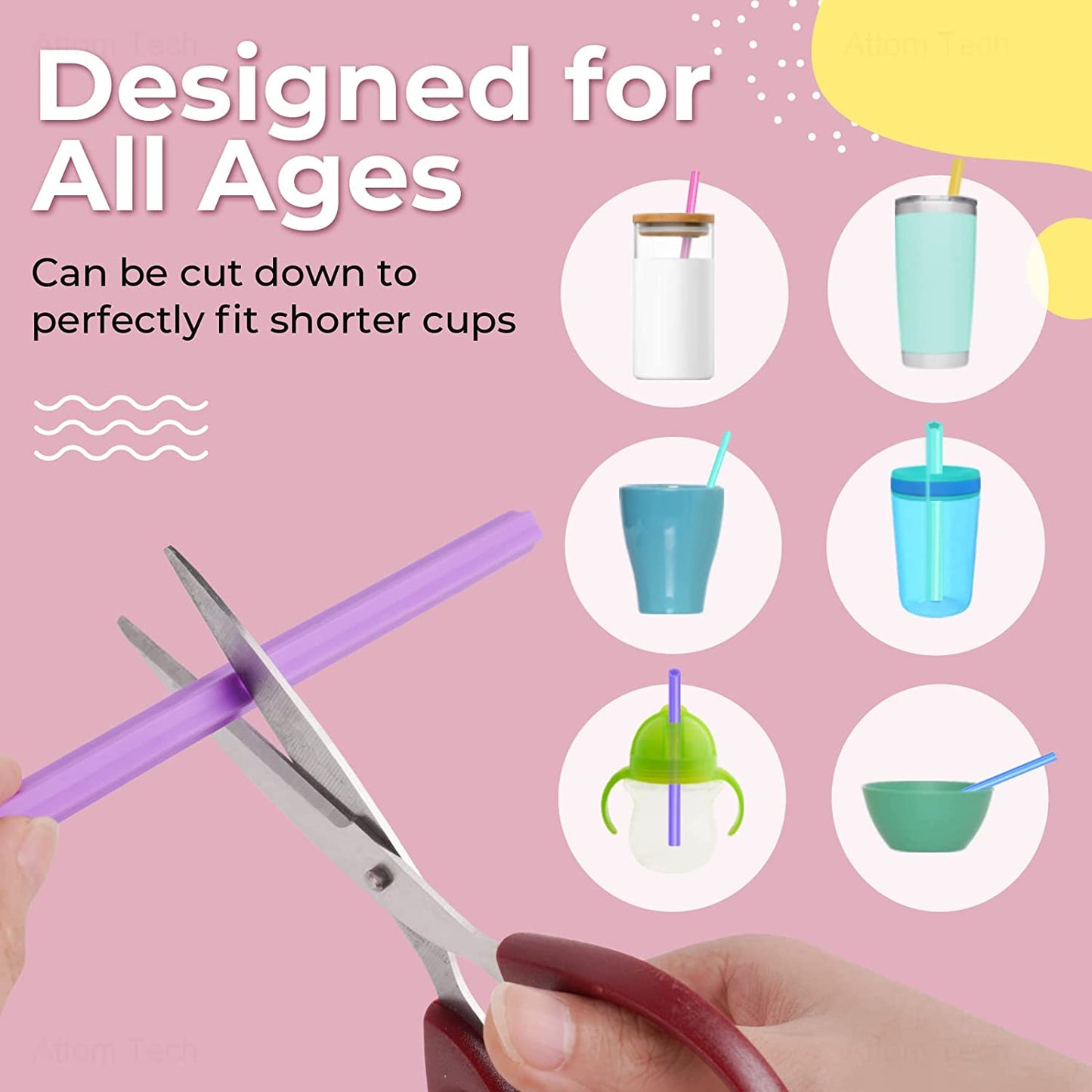 Reusable Silicone Drinking Straws Star Shape 15PCS 8.5" Long for 6-12oz Tumblers