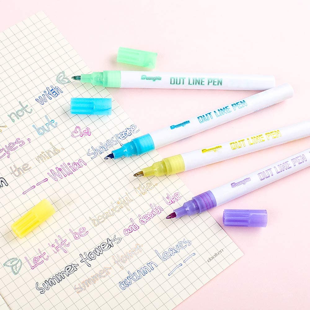 Super Squiggles Self-outline Metallic Markers, Double Line Pen Journal Pens