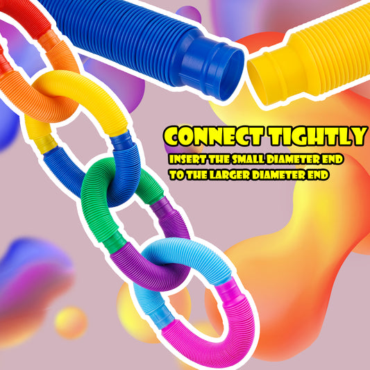 Big Pop Tube Sensory Fidget Toy 12PCS Stretchable Pipes Stress Anxiety Reducer