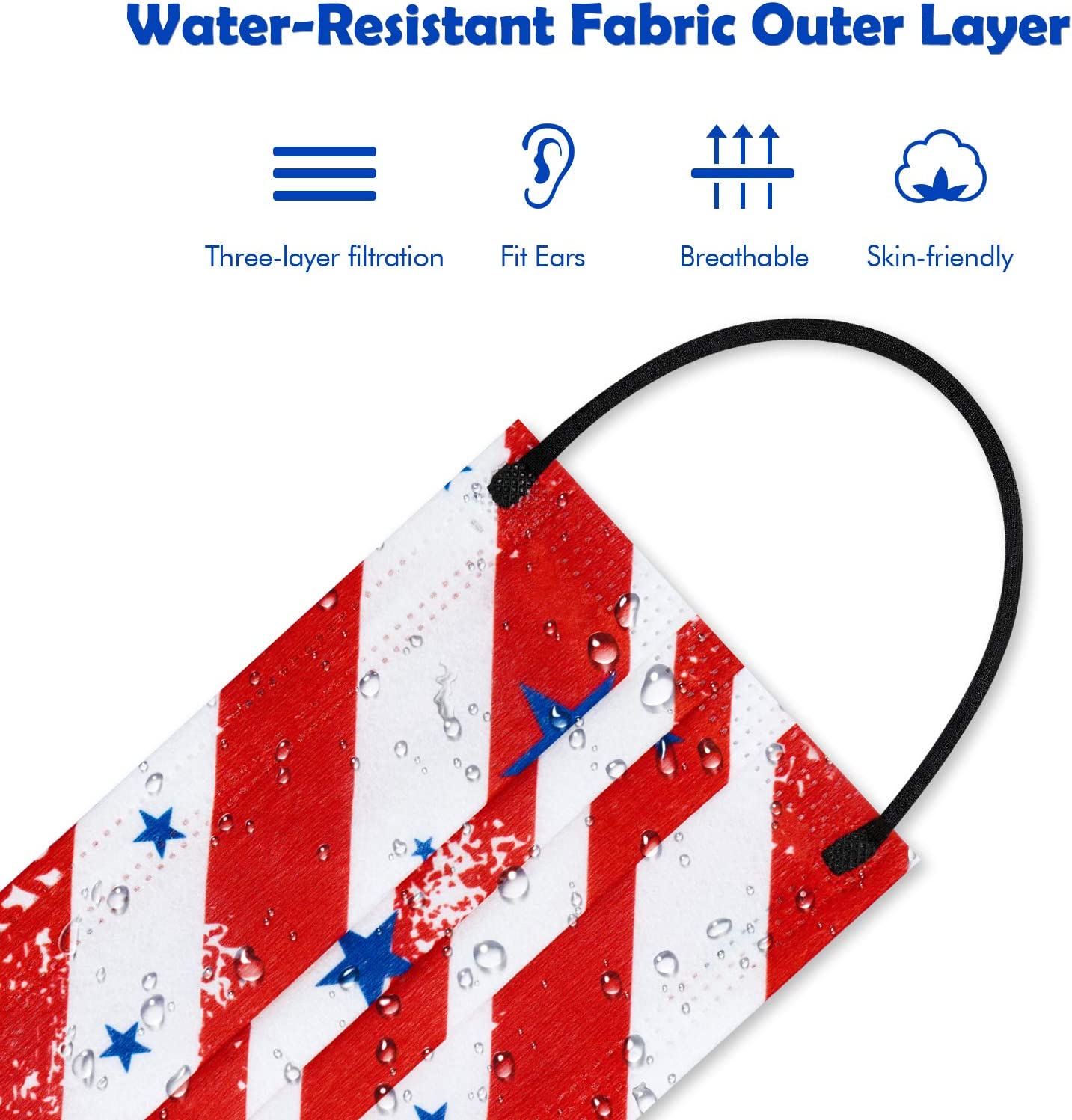 Adult USA Flag Protect Disposable 60PCS Breathable Skin Friendly Individual Wrap