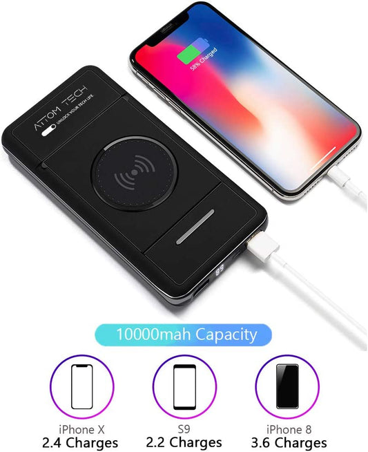 Wireless Charger Power Bank Phone Stand 10000mAh Qi Wireless External Battery