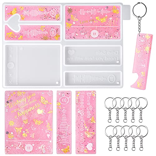 Media Player Epoxy Resin Casting Silicone Mold + 10PCS Keychain Rings Kit, Cou