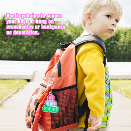 4PCS Mini Pop Keychains Push Bubble Fidget Sensory Toy Set, Simple Fidget Toy