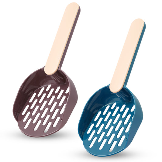 Cat Litter Scoop 2PC Plastic Long Handle Deep Shovel Long Slot Smooth Non-Sticky