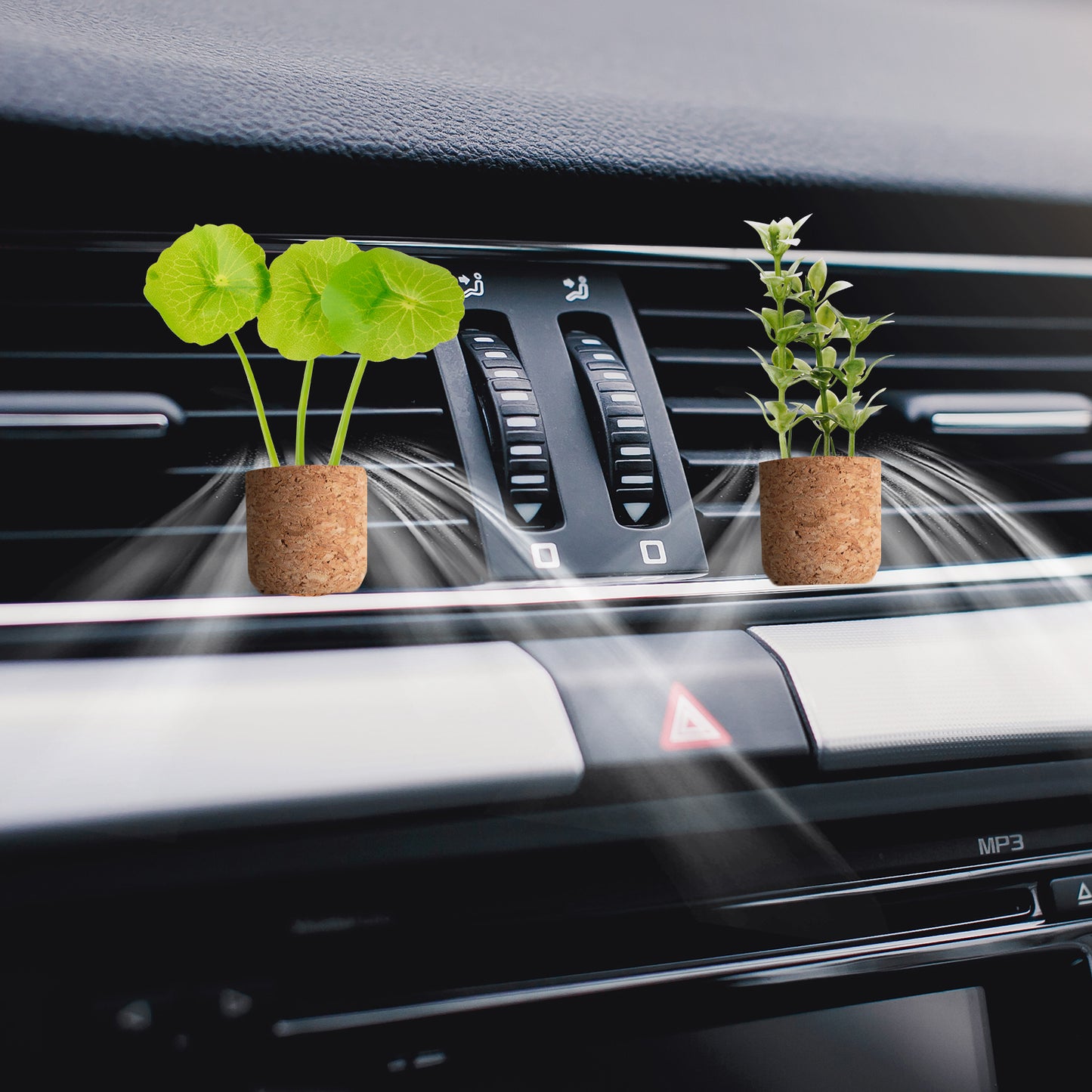 3-Pack Mini Succulent Plants Magnetic Cork Planter Car Air Vent Clip Interior