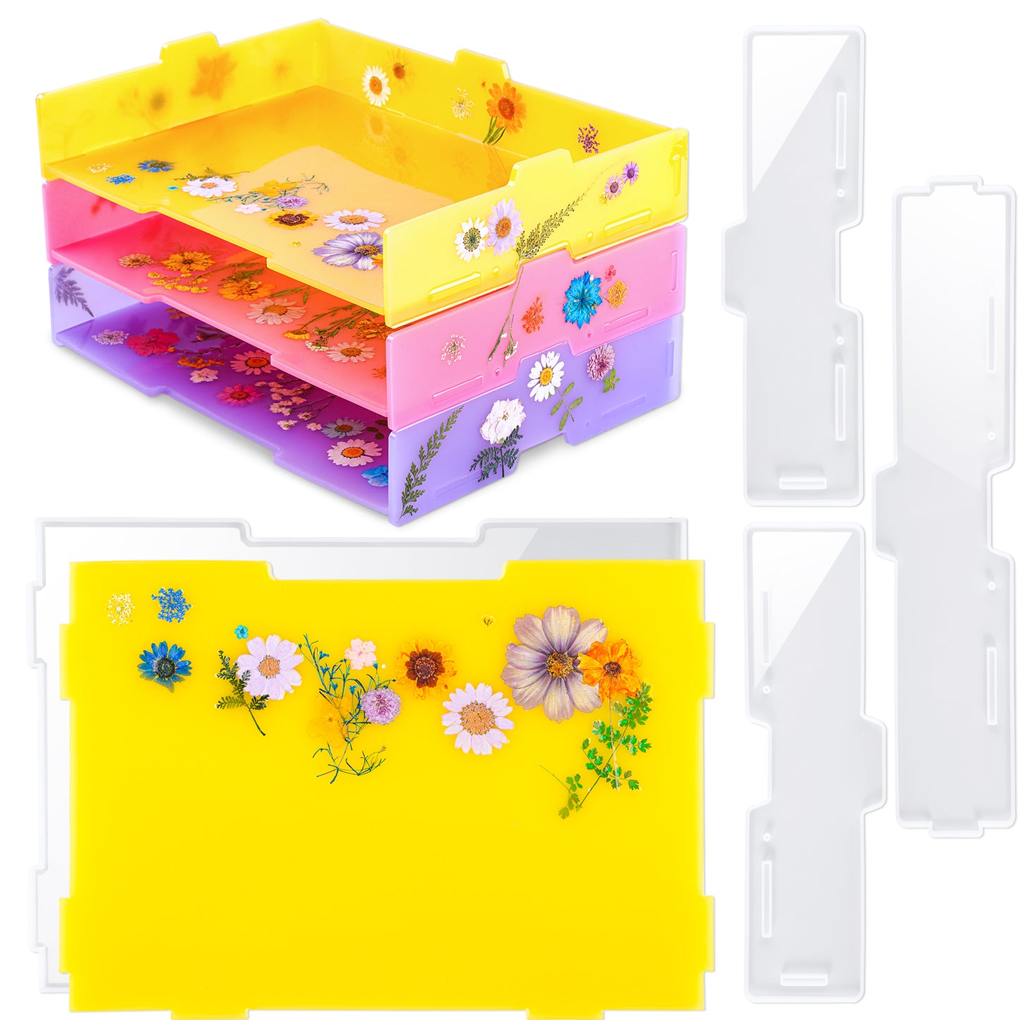 Resin Molds for Stackable Letter Tray DIY, Silicone Epoxy Casting Molds Set Mu
