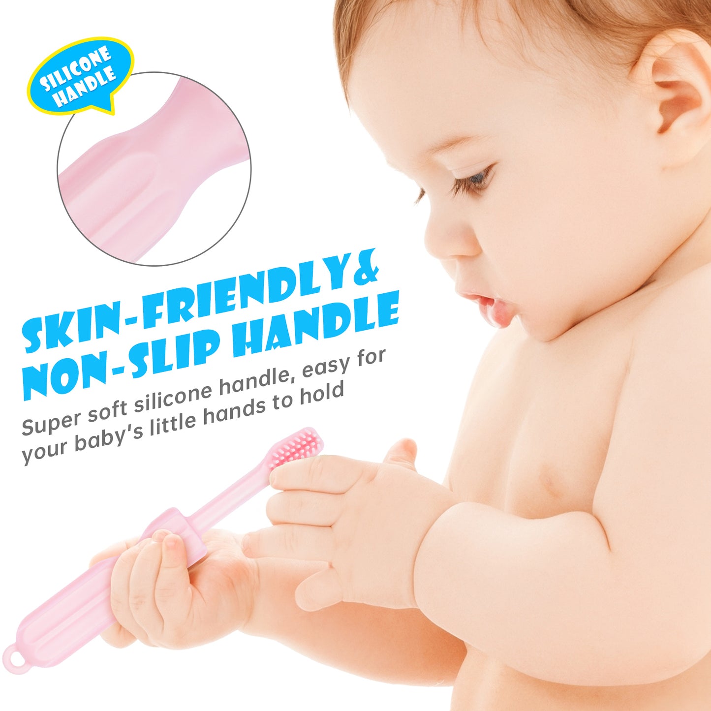 3-Pack Silicone Teething Toys for Babies 0-6 Months 6-12 Months Toothbrush Sha