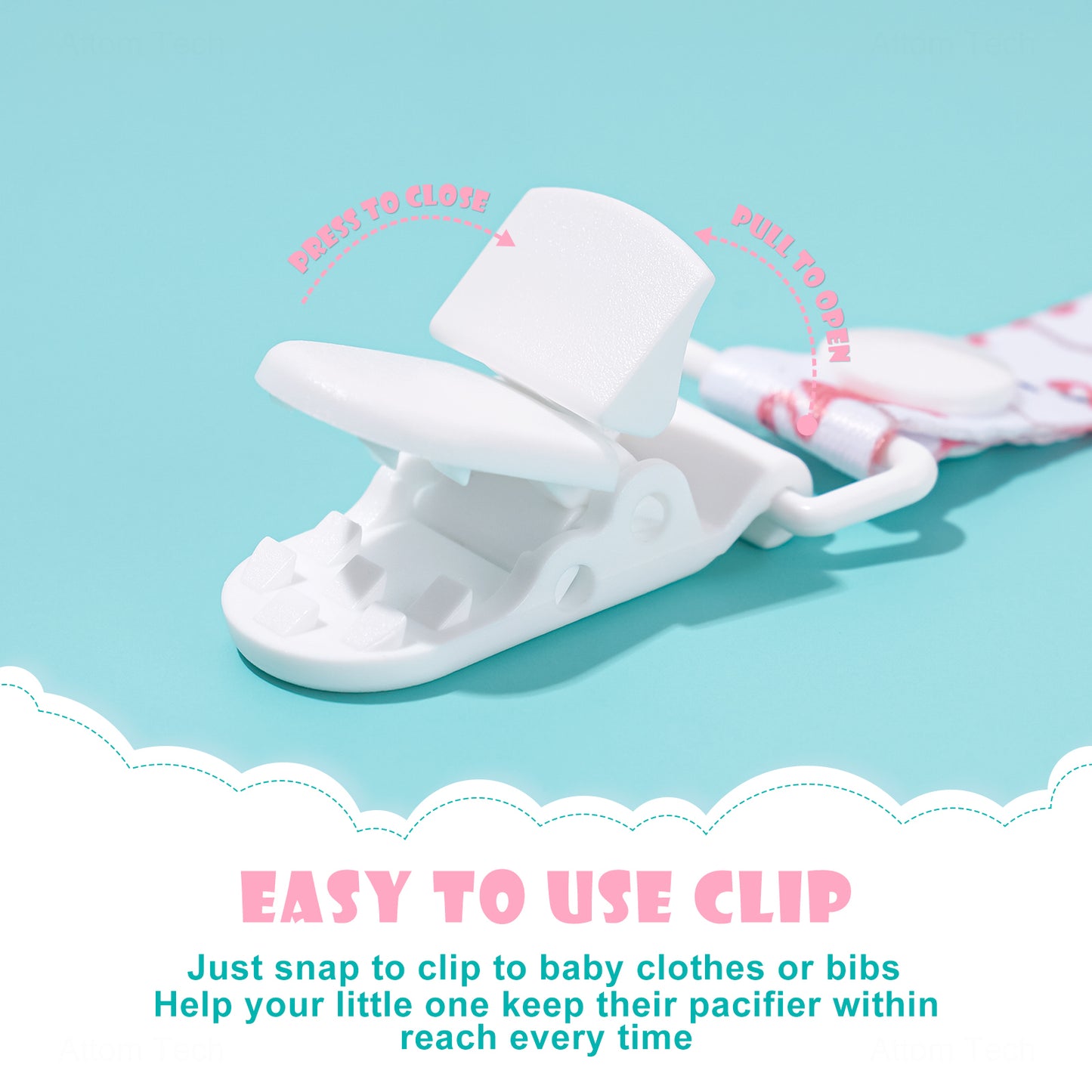 8PCS Unisex Baby Teething Adjustable Length Pacifier Clip Sraps, Universal Saf