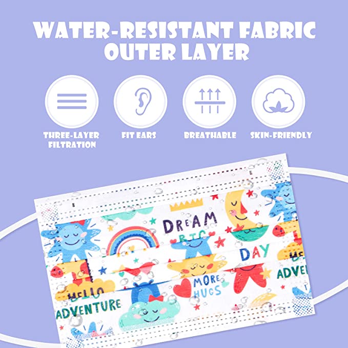 50PCS Kid Cartoon Individually Wrapped Disposable Bulk Pack Colorful Breathable