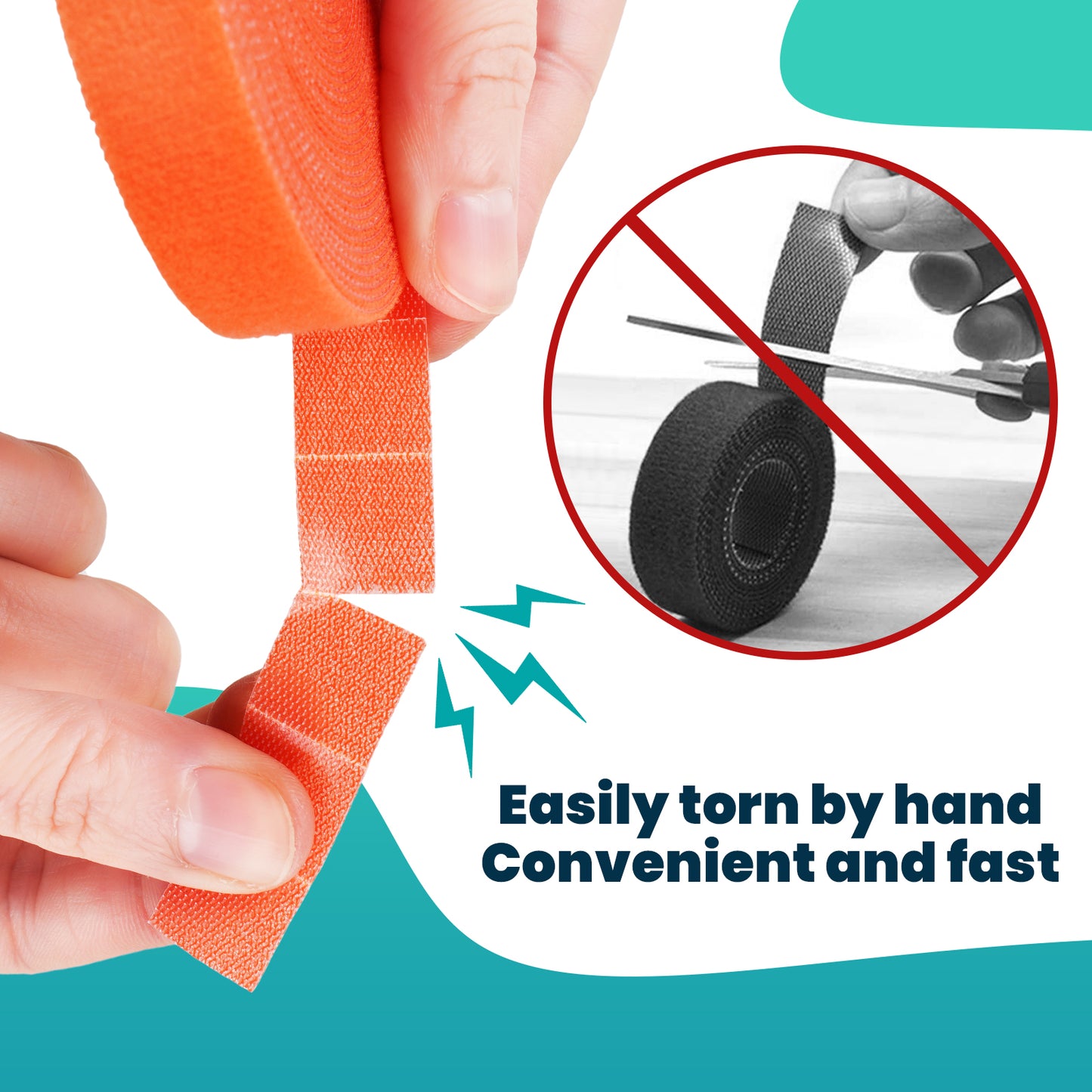 Easy Tear Self-Adhesive Nylon Cable Ties, 2 Rolls 0.59?”x16.4 FT Reusable Wire