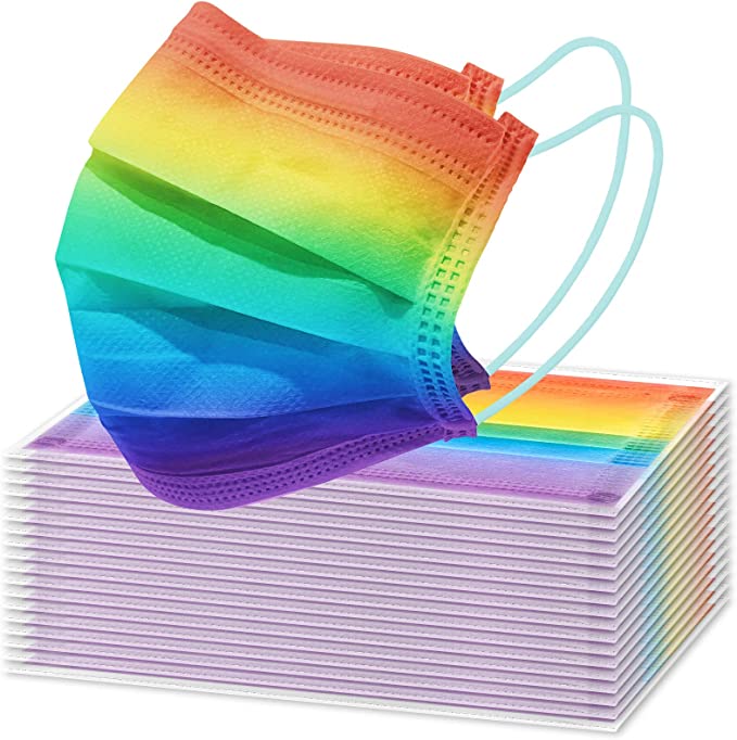 60-Pack Disposable Unisex Adult Size Gradient Rainbow Colors Individually Wrap