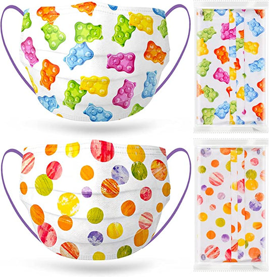 50PCS Candy Gummy Bear Kids Disposable Individually Wrapped 2 Designs Non-Woven