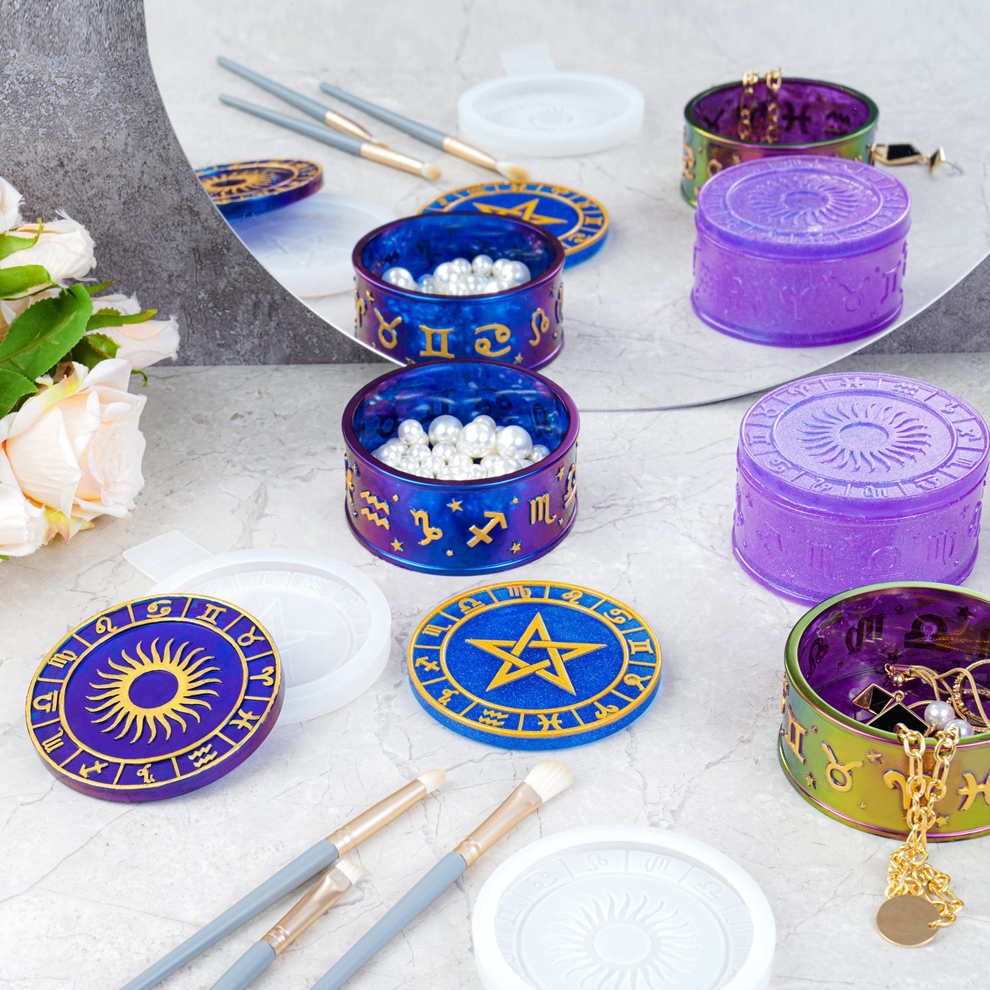 Silicone Resin Molds Constellation Storage Box Jewelry Organizer Zodiac DIY Jars