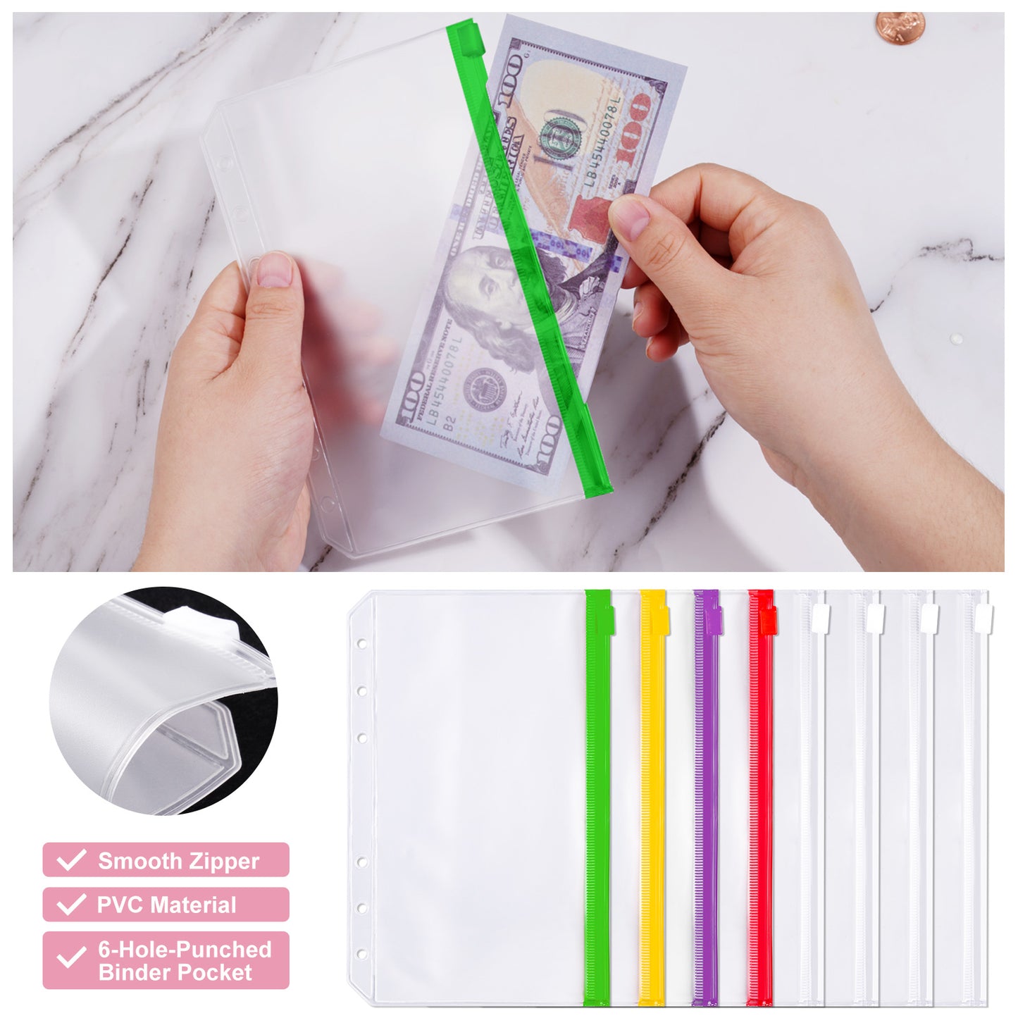 A6 PU Leather Magnetic Buckle Loose Leaf Budget Binder Set, Budget Planner Org