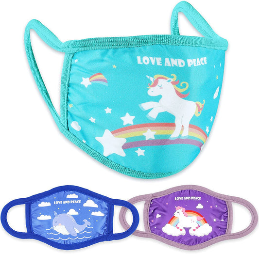 Kids Pure Cotton 3-Pack Cute Unicorn Whale Protective Cover Washable Reusable