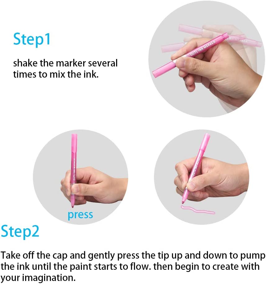 Self-outline Metallic Markers, Outline Marker Double Line Pen Journal Pens Color