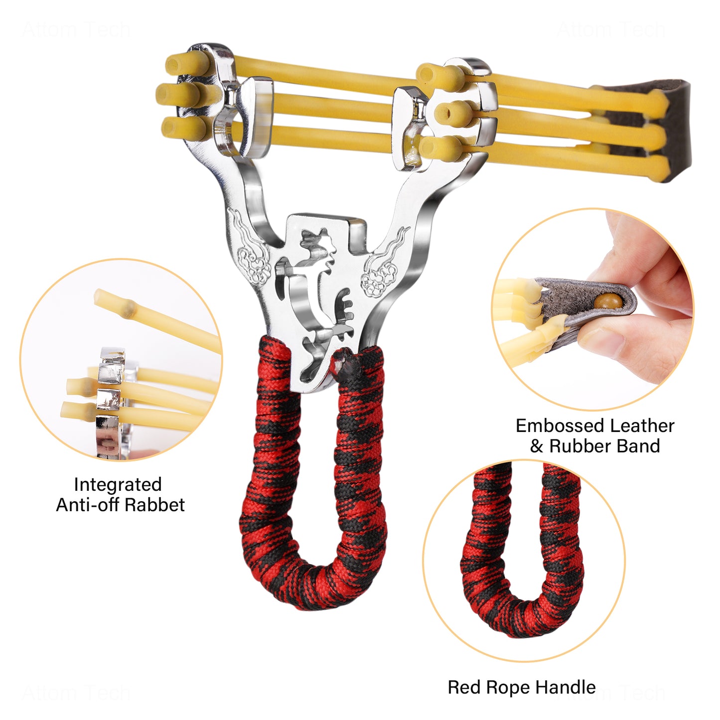 Stainless Steel Hunting Catapult Game Slingshot Toy Kit, Small Metal Handle En