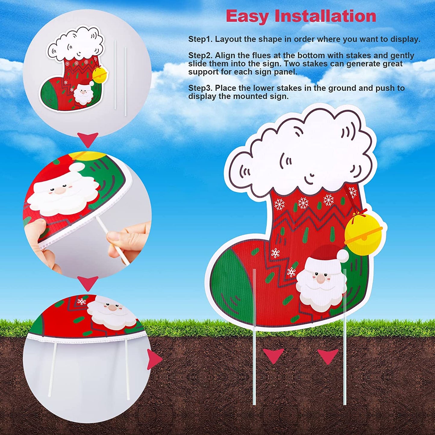 6PCS Christmas Yard Sign 15.4" Holiday Yard Lawn Christmas Outdoor Decorations