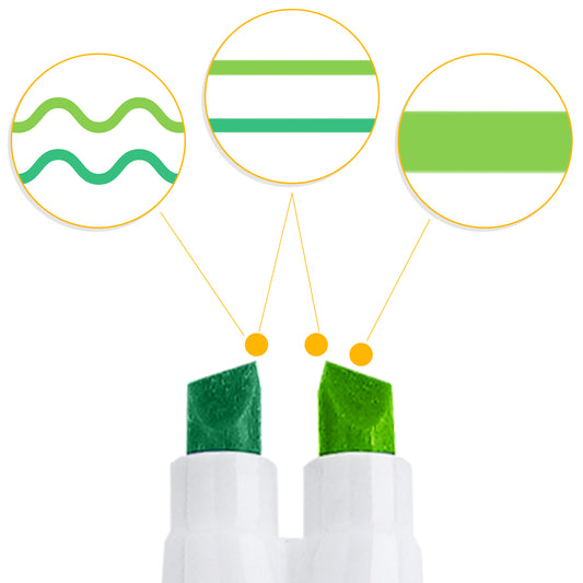 6-Pack Double Chisel Tip Dual Macaron Colors Highlighter Marker Pens, 2-In-1 F