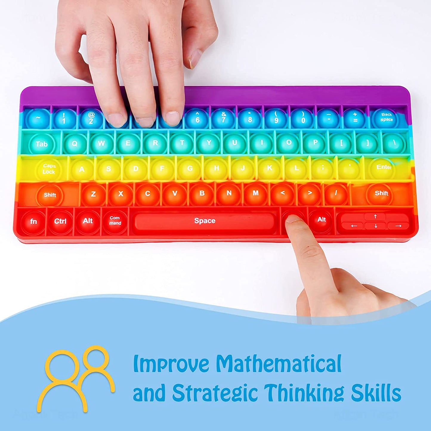 Pop Keyboard Silicone Bubble Popper Fidget Sensory Toy Big Size 10.4x4.1 Letters