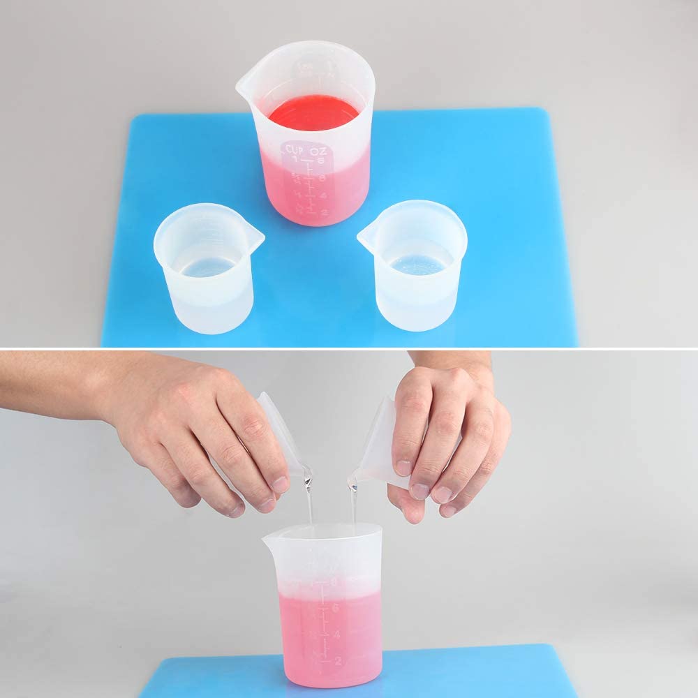 Reusable Silicone Resin Mixing Tool Set Smooth Silicone Mat Pad Measuring Cups