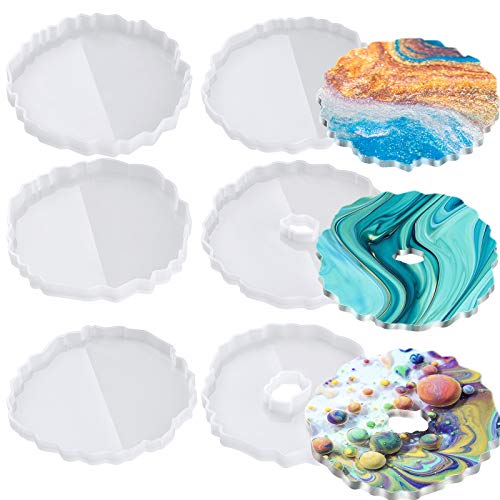 Soft Silicone Molds DIY Epoxy Resin Casting 6PCS Round Irregular Edges Pattern