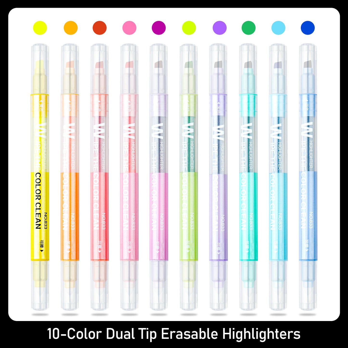 Erasable Highlighters 10 Colors Dual Tip Highlighter Smooth Writing