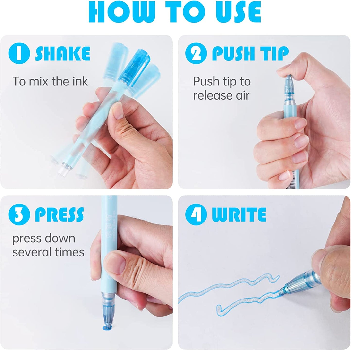 Outline Metallic Markers Double Line Ink 12 Colors Paint Pen Bullet Journal Pens