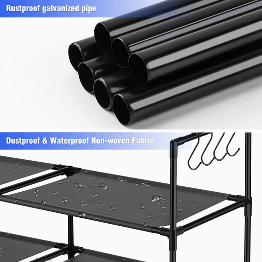 Shoe Rack 3 Tiers Sturdy Durable Metal Shoe Organizer 12 Pairs Space Saving