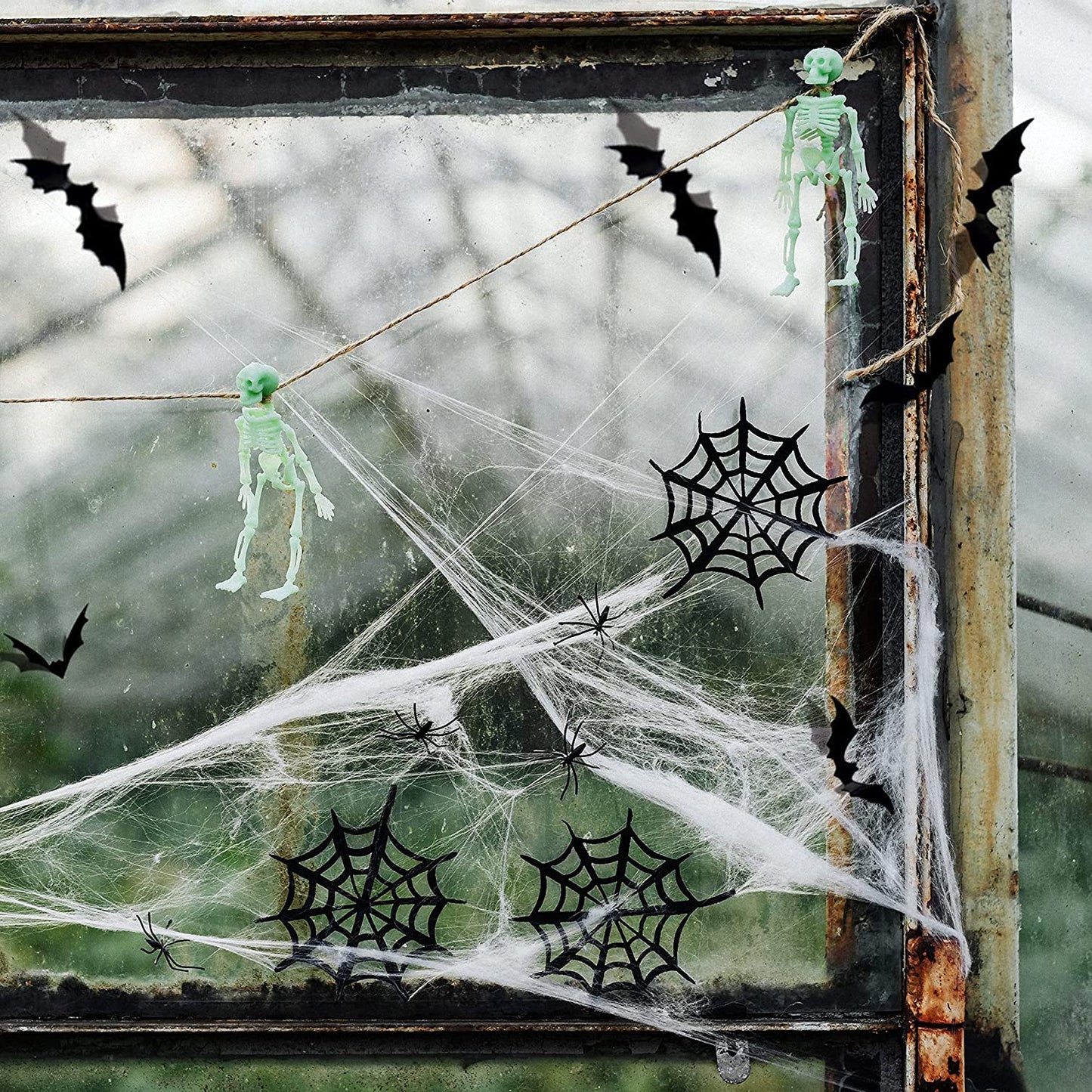 24PC Halloween Home Decoration Party Supply Essentials Large Spiderweb Fireplace