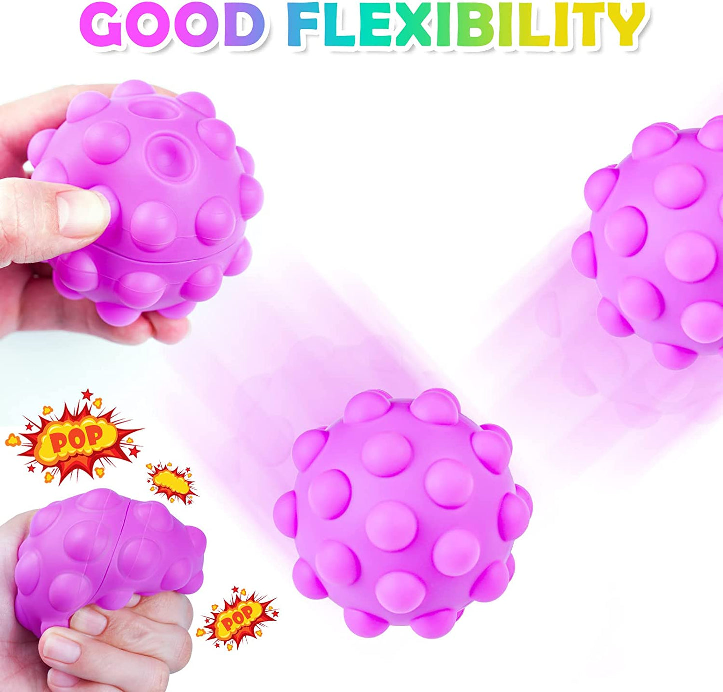 Pop Bubble Fidget Ball Sensory Toy 3PCS Interactive 3D Bounce Ball Stress Reduce