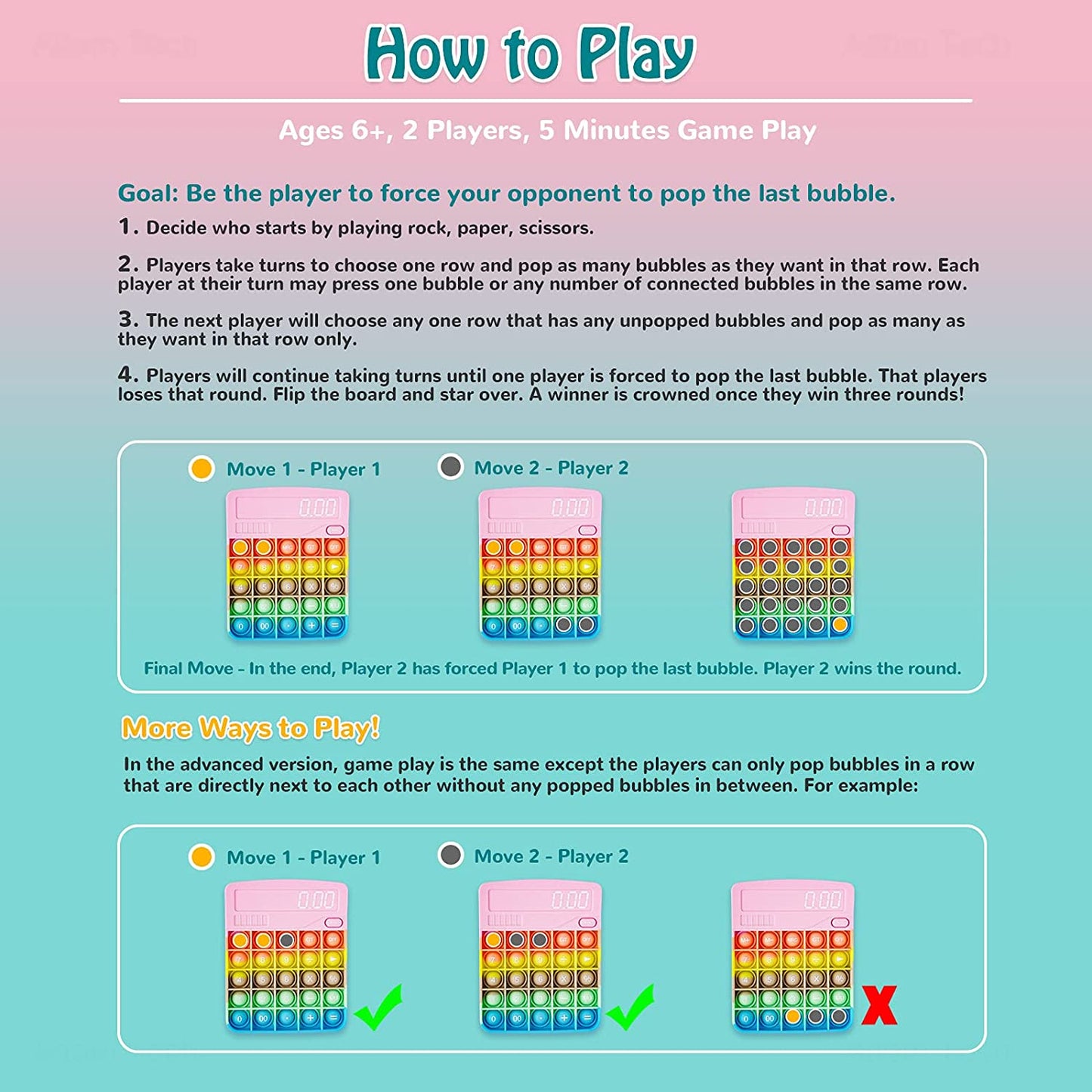 Calculator Silicone Bubble Push Pop Fidget Sensory Toy 5.6x4.5 Soft Pop Novelty