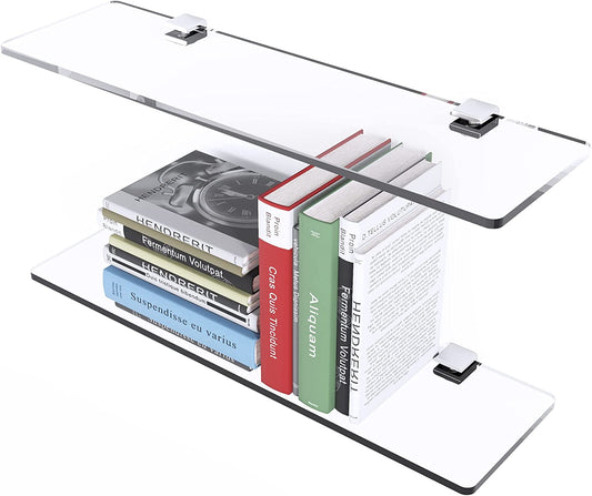 Floating Shelf Clear Acrylic 2PCS 15.7"x4.5"x0.2" Wall-Mounted Invisible Display