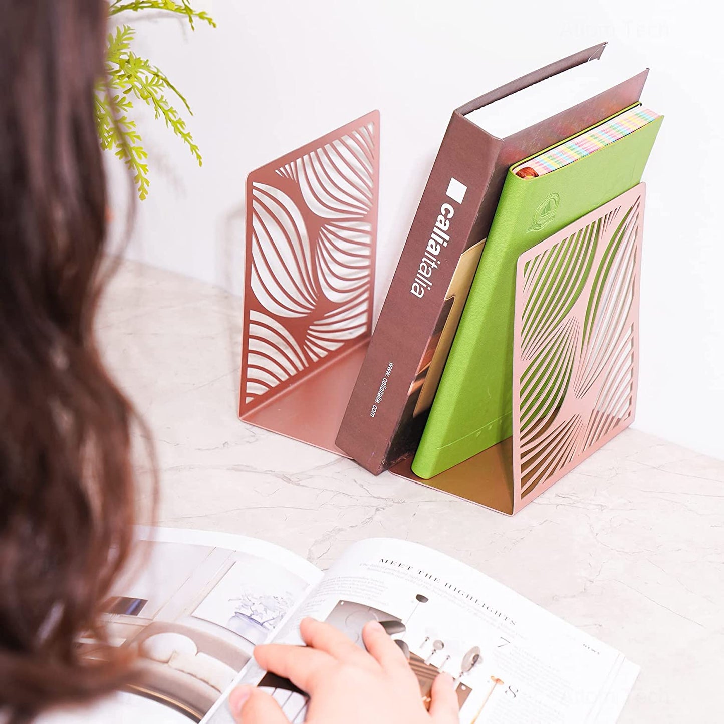 Bookends Decorative Book Ends Metal Bookends for Shelves Hold Books Heavy Duty