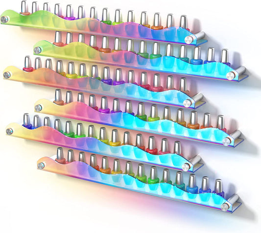 Iridescent Acrylic Wall Mounted Floating Shelf Nail Polish Organizer 6PCS 15"x2"