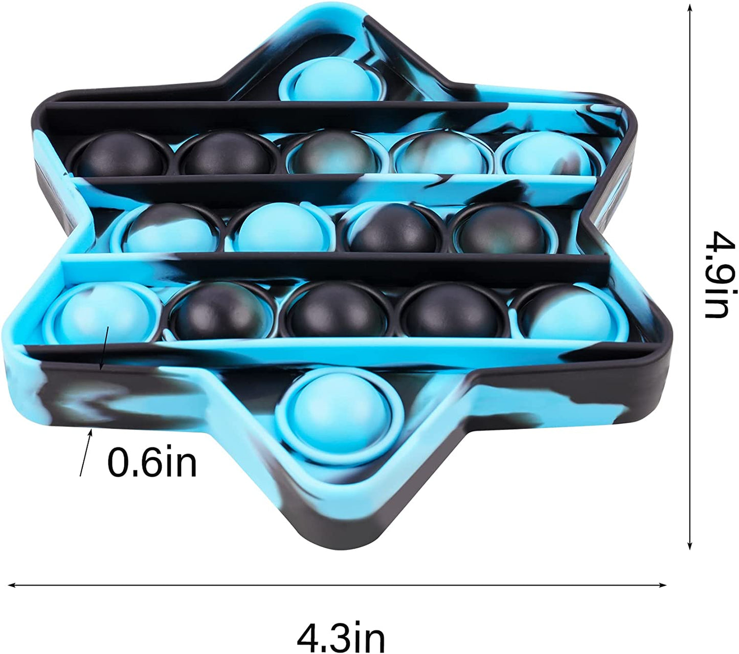 3PCS 6-Pointed Star Sacred Hexagram Silicone Push Pop Bubble Fidget Sensory Toys