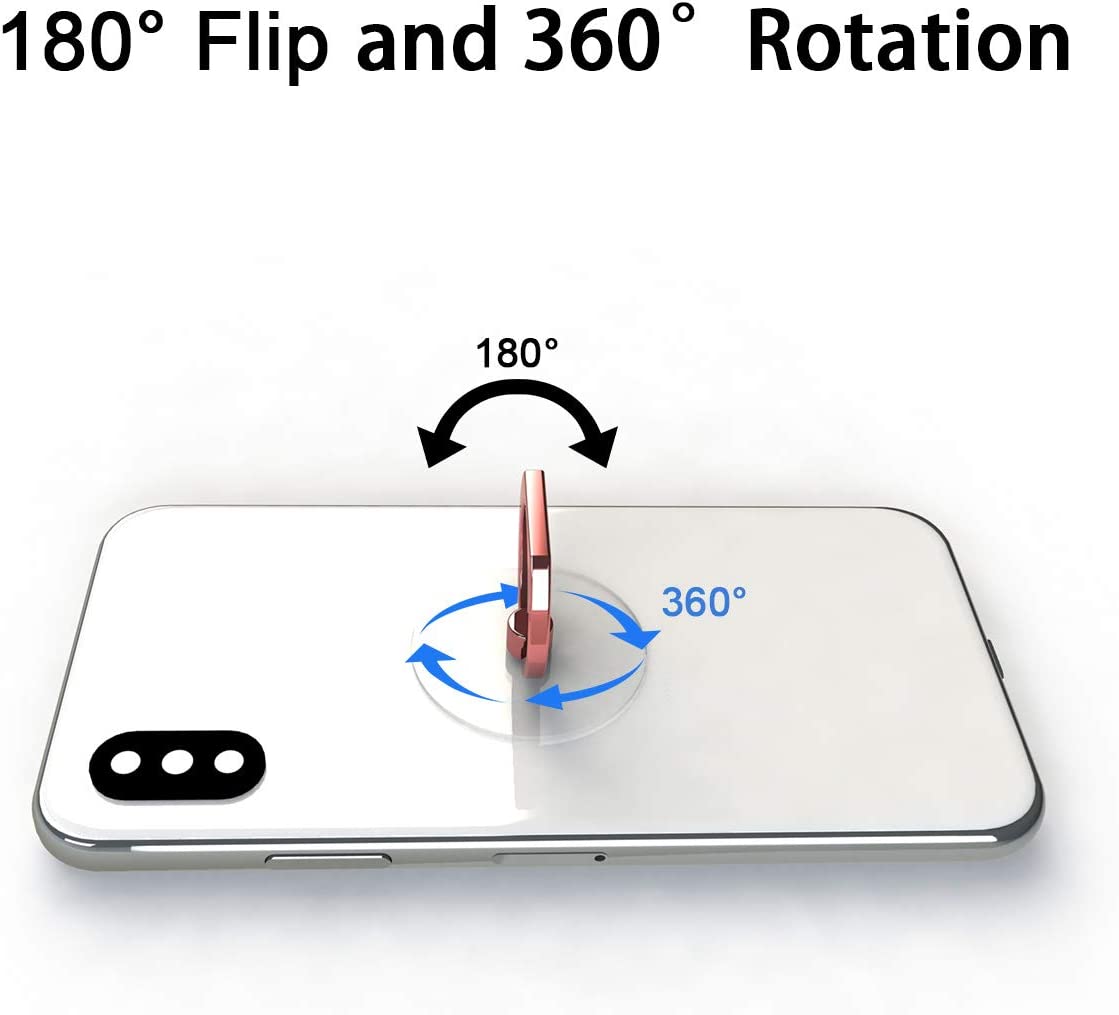Clear Cell Phone Ring Holder Grip 360 Degree Rotation Finger Kickstand Rose Gold