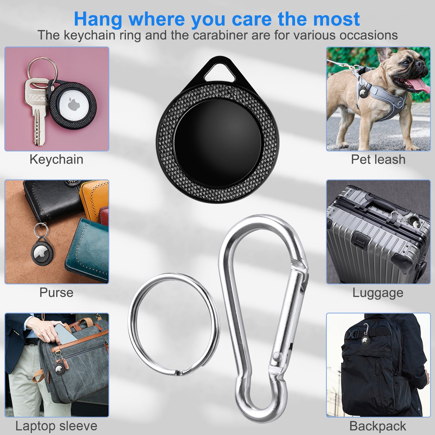 (Case Only) Flannelette Fabric Anti-Lost Protective Case for Apple AirTag (Grey)