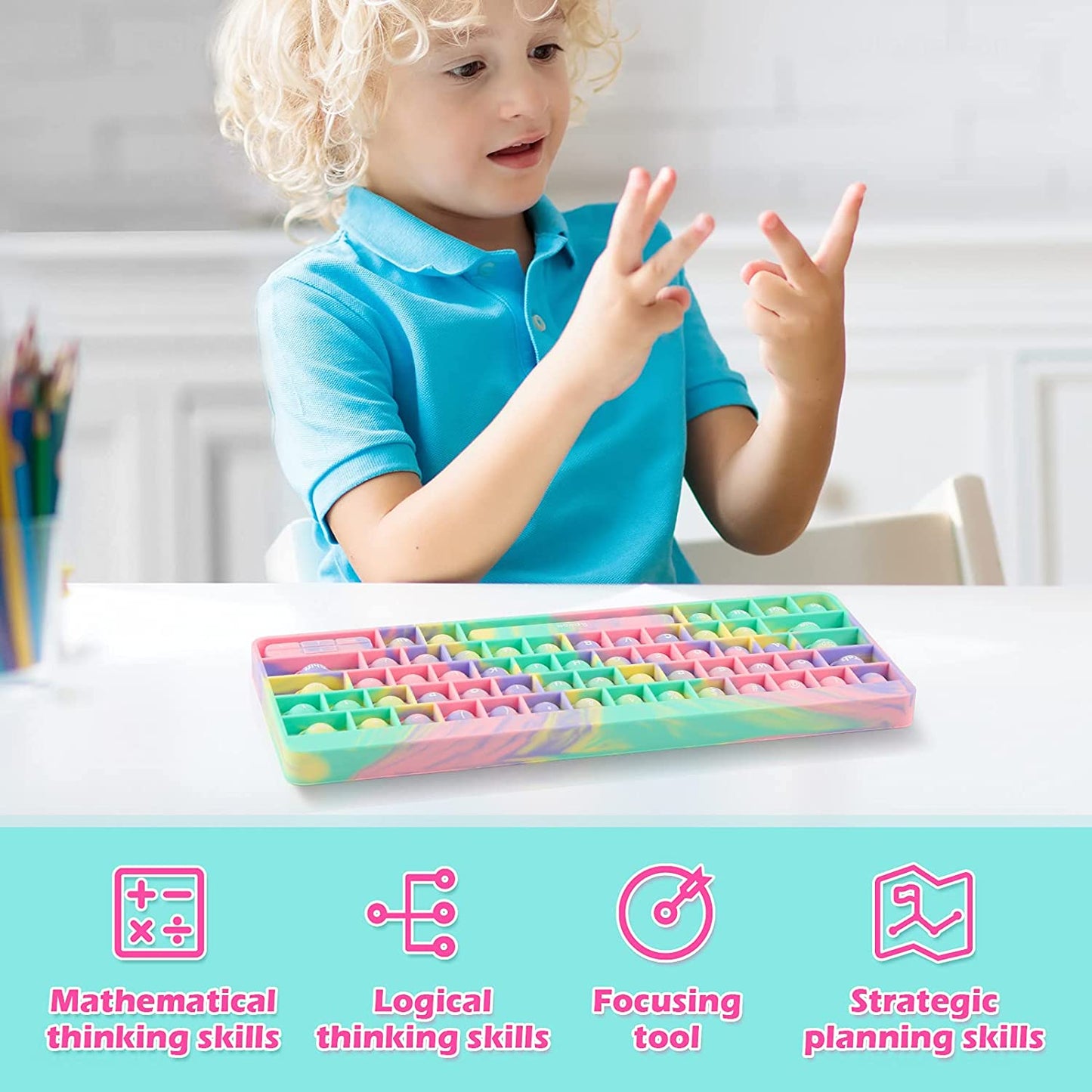 Silicone Keyboard Pop Fidget Sensory Toy Macaron Tie-Dye Multicolor Large Size