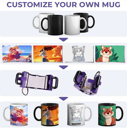 Mini Mug Heat Press Machine for 10-11oz Coffee Mugs Tumblers Free Gloves & Tape
