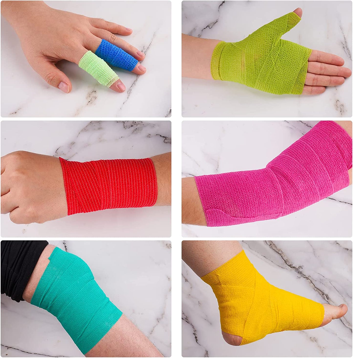8PCS Self-Adhesive Cohesive Bandage Elastic Wrap 5-Yard 1"/2"/3"/4" Mix Colors