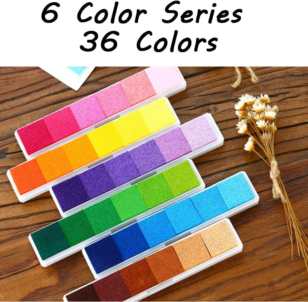 Aphlos Craft Ink Pad Stamps DIY Color, 36 Colors Rainbow Finger Ink Pad