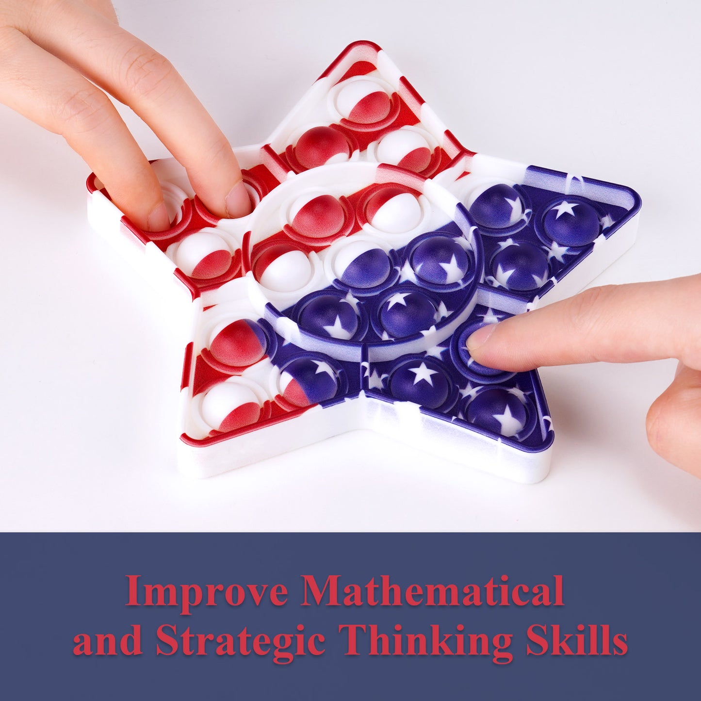 Fidget Pack Star USA Flag Pop Fidget Toy Silicone Sensory Bubble Game July 4th