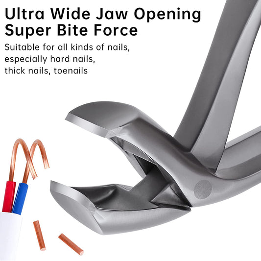 Ultra-Wide Jaw Opening Toenail Clipper Stainless Steel No Splash Clipper (Gray)