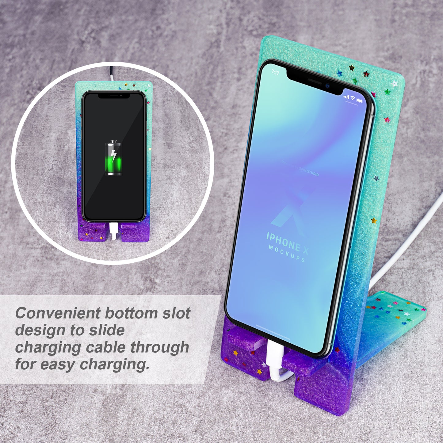 Epoxy Resin Phone Stand Soft Silicone Mold and Star Glitter Sequins DIY Castin