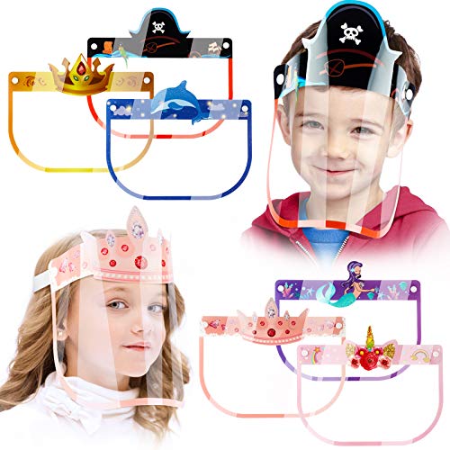 6PCS Kids' Cartoon Safety Face Shields Wrap-Around Protection Breathable Full Co