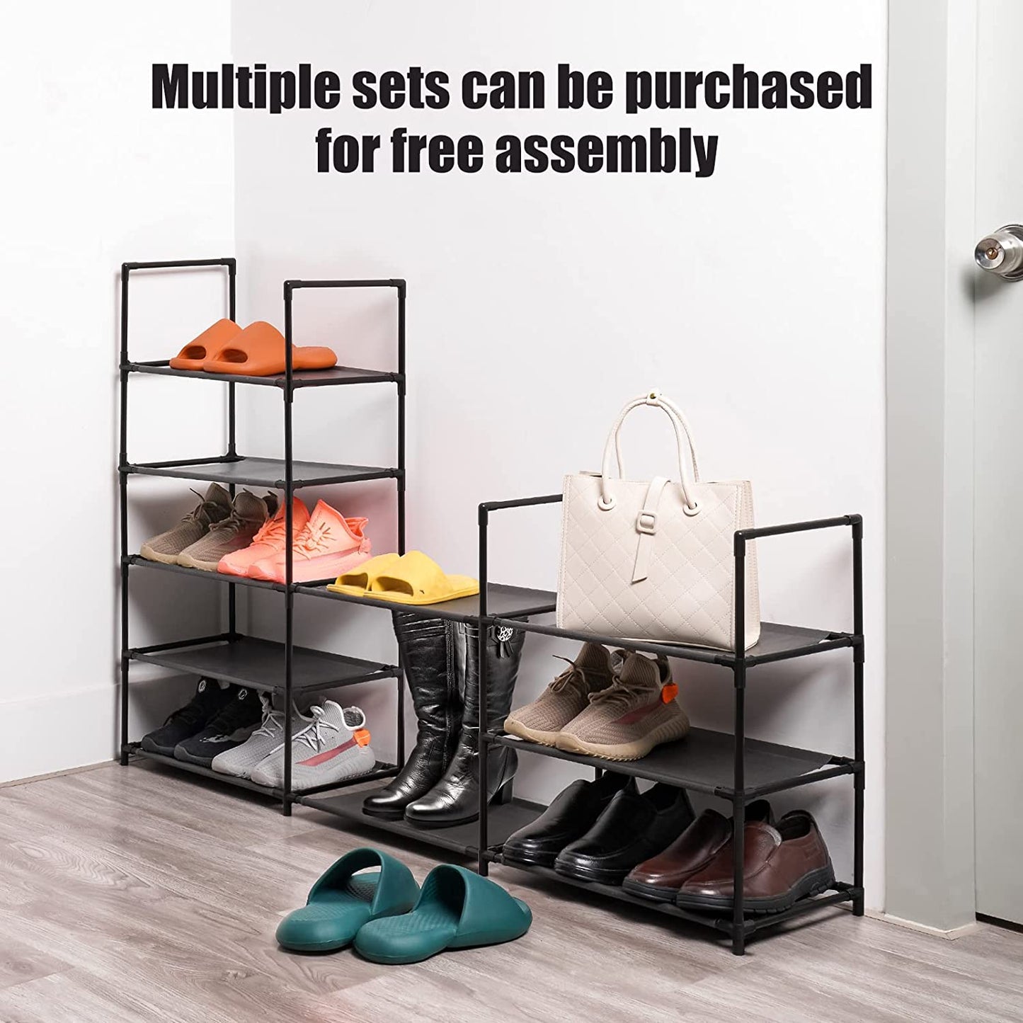 Shoe Rack 3 Tiers Sturdy Durable Metal Shoe Organizer 12 Pairs Space Saving