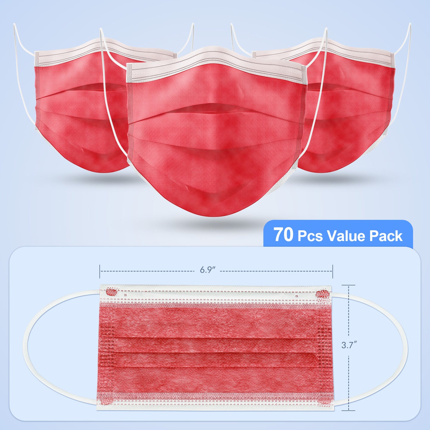 70PCS Adult Size Disposable Protective Individually Packaged Soft Elastic