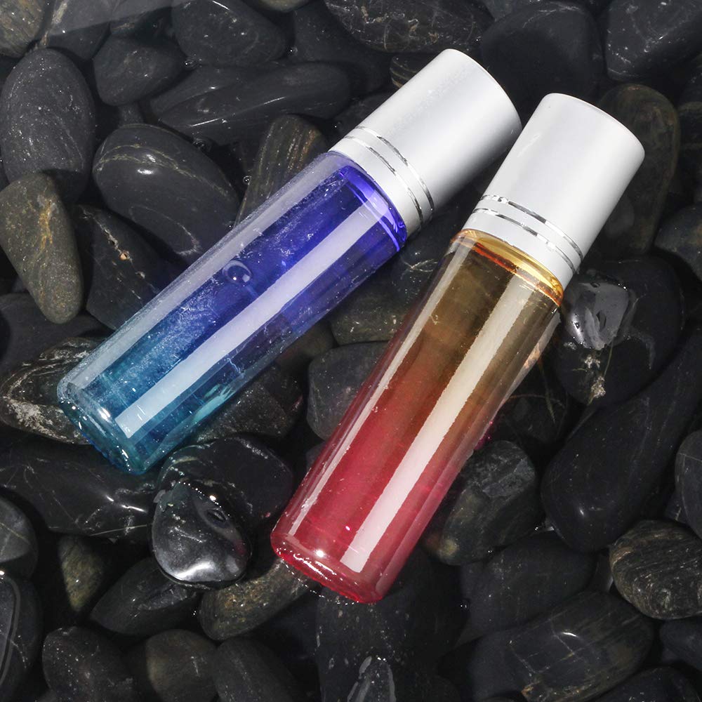 10ml Colorful Essential Oil Roller Bottles Set with Stainless Steel Balls Home U