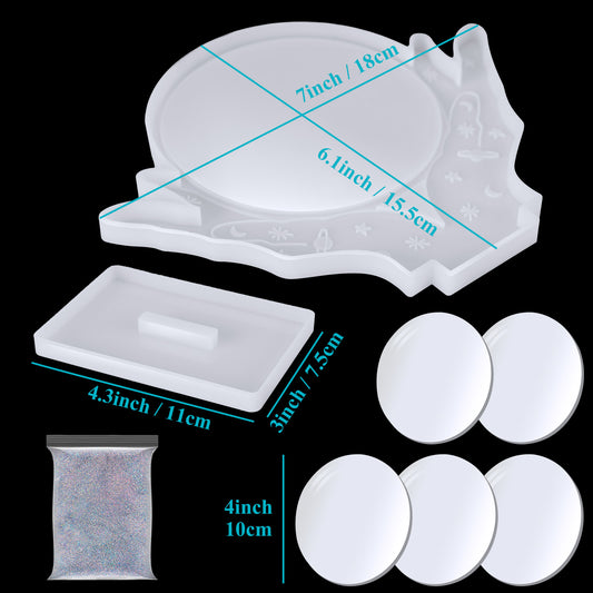 Makeup Mirror Epoxy Resin Casting Kit 2x Crystal Hands Silicone Molds+5x 4" Sh